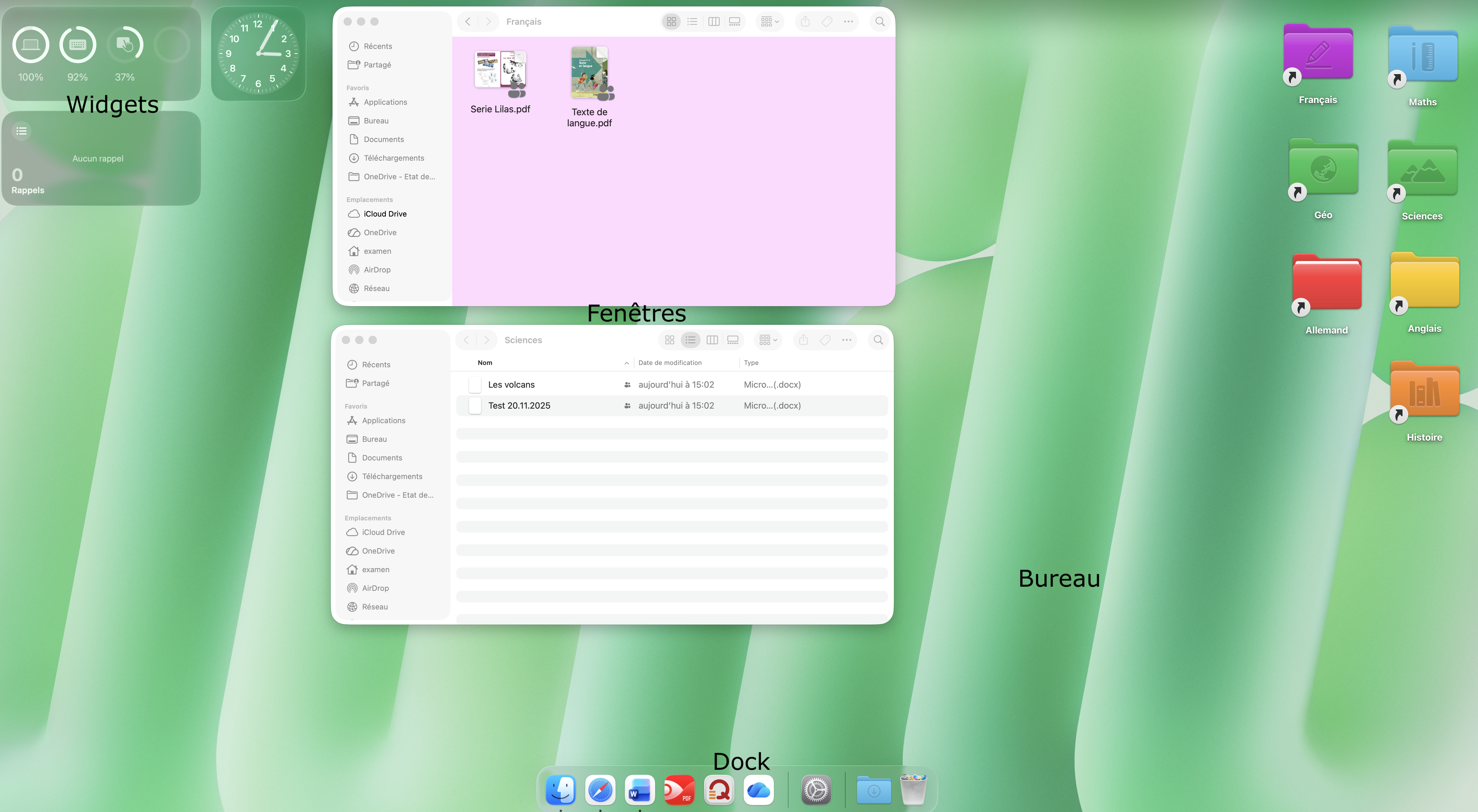 Exemple d'organisaiton d'un espace de travail ordinateur